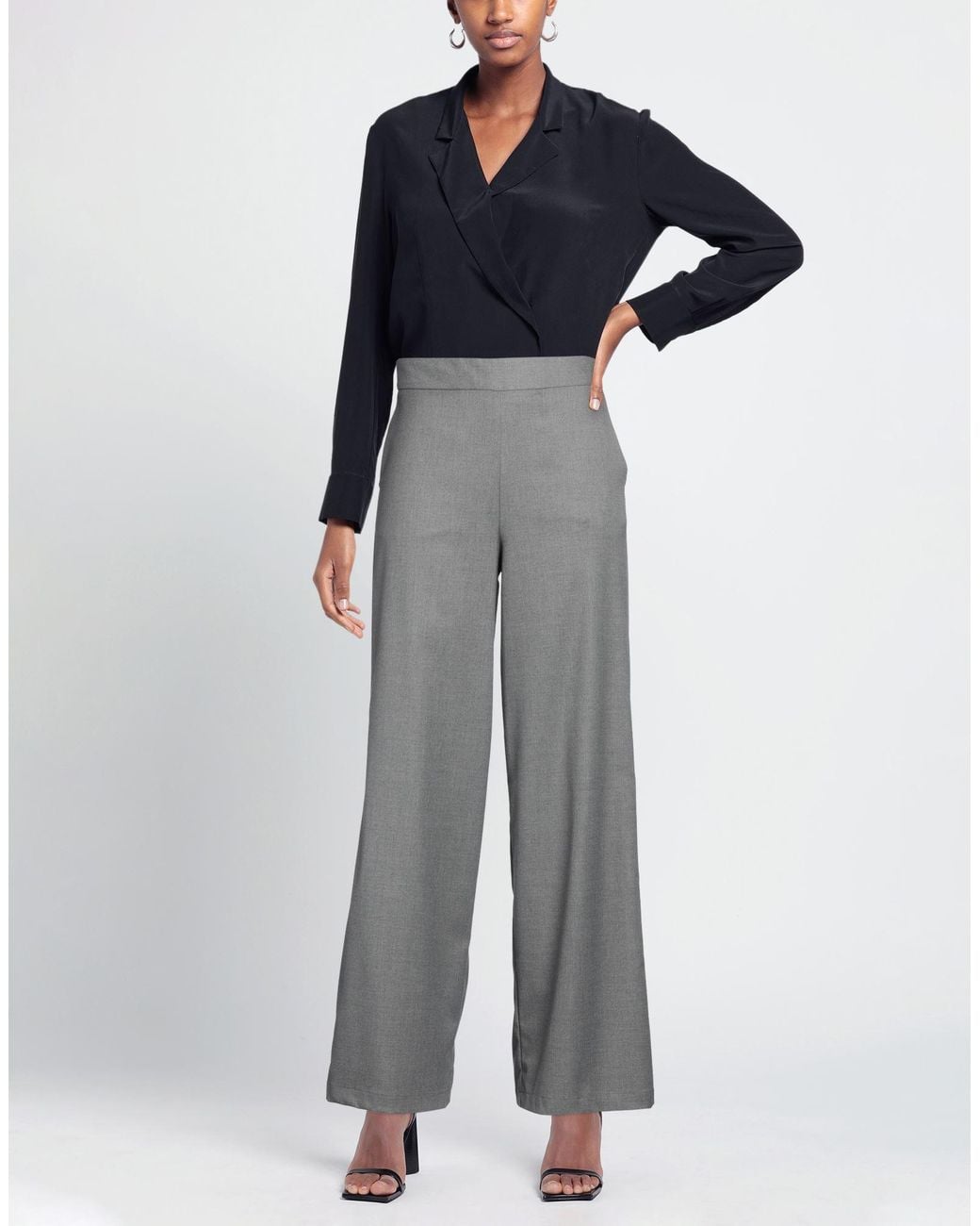 ALESSIA SANTI Gray Pants Polyester, Viscose, Elastane