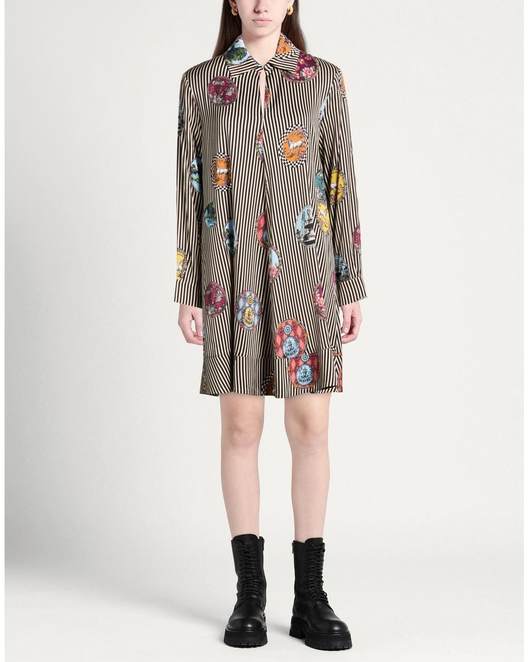 Shirtaporter Gray Mini Dress Viscose, Elastane