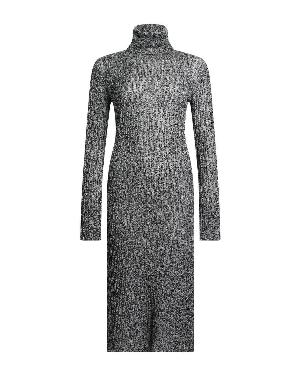 Roberto Collina Gray Midi Dress Merino Wool