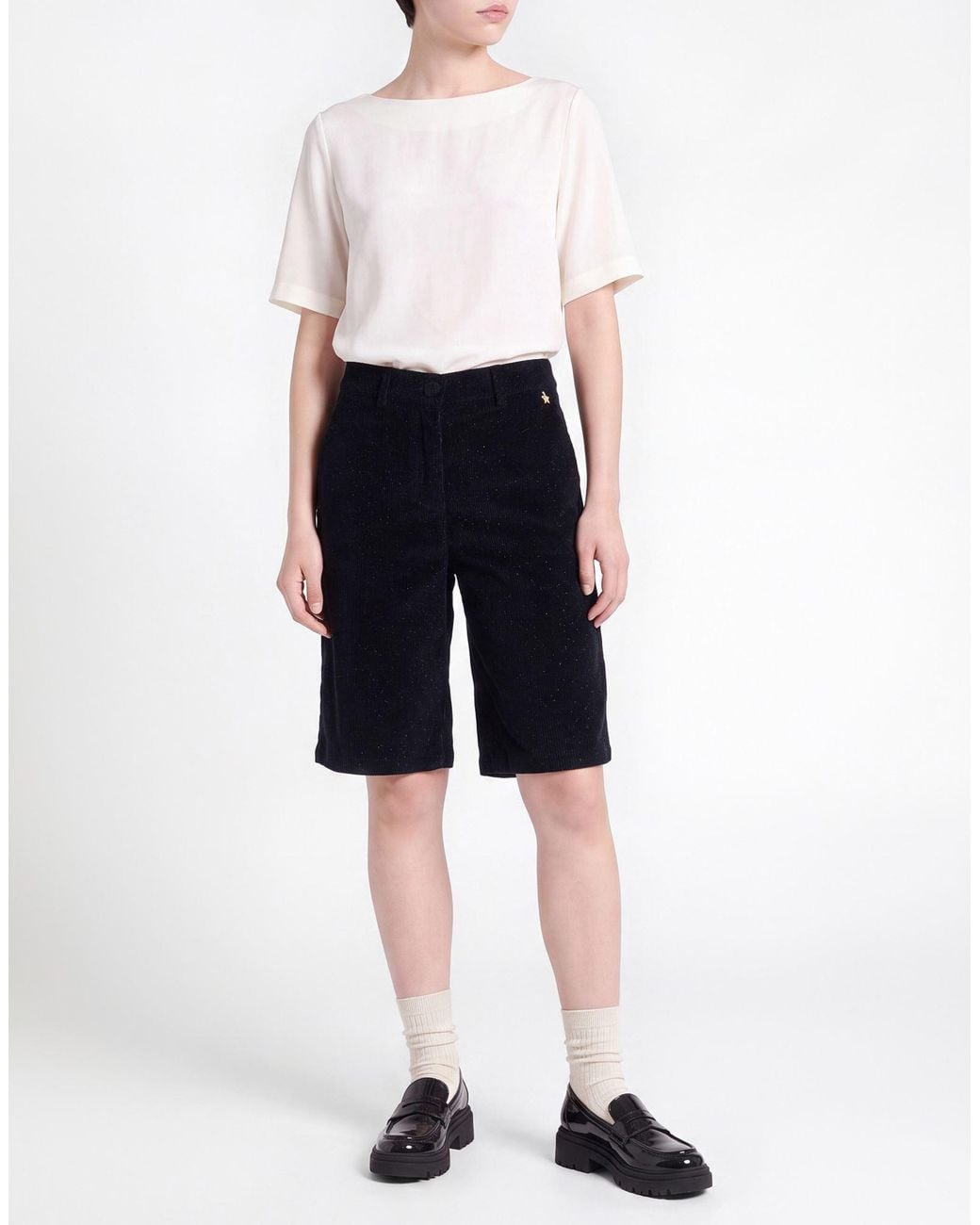 Souvenir Clubbing Blue Midnight Shorts & Bermuda Shorts Cotton, Viscose, Polyamide, Elastane