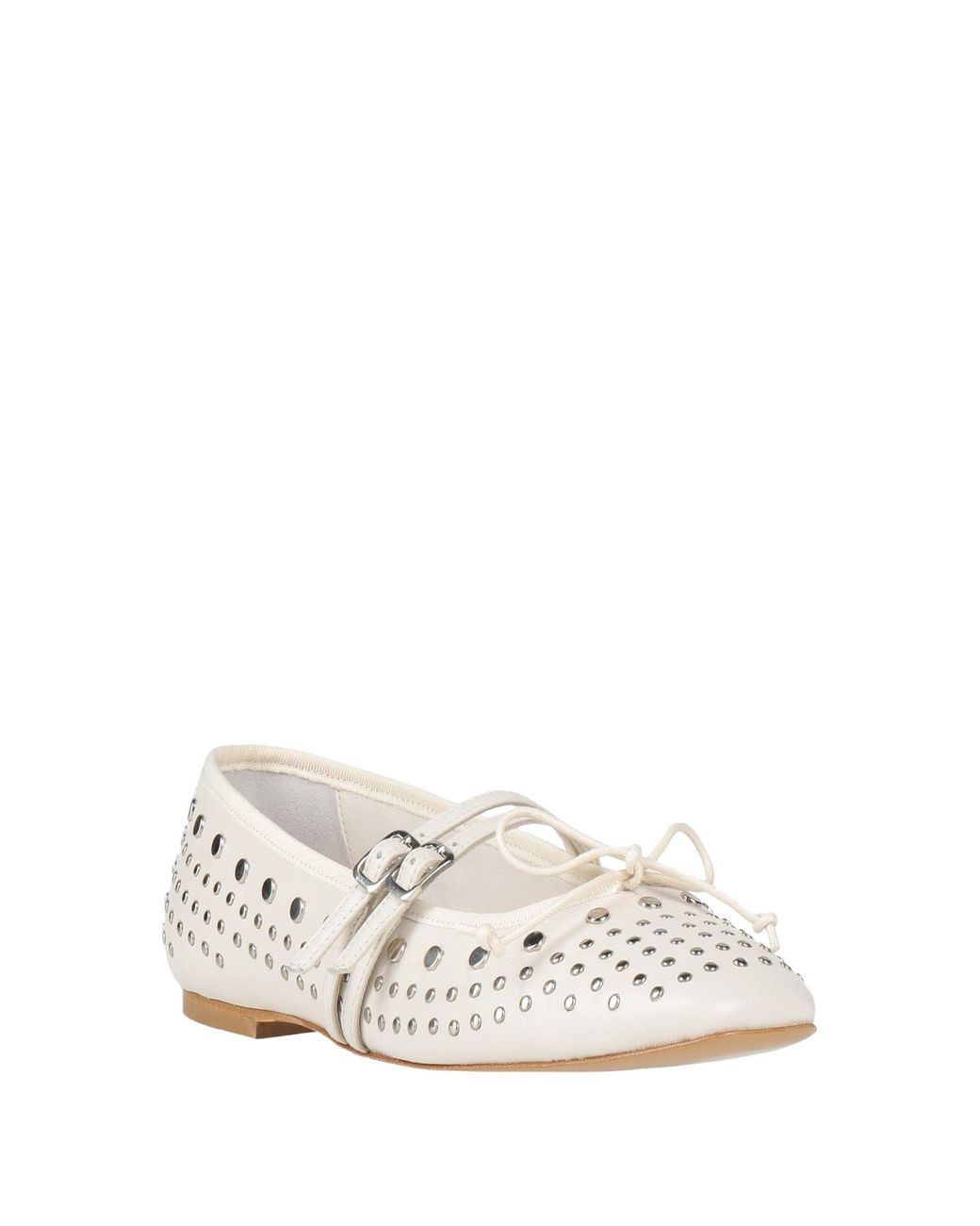 Baldinini White Ivory Ballet Flats Leather
