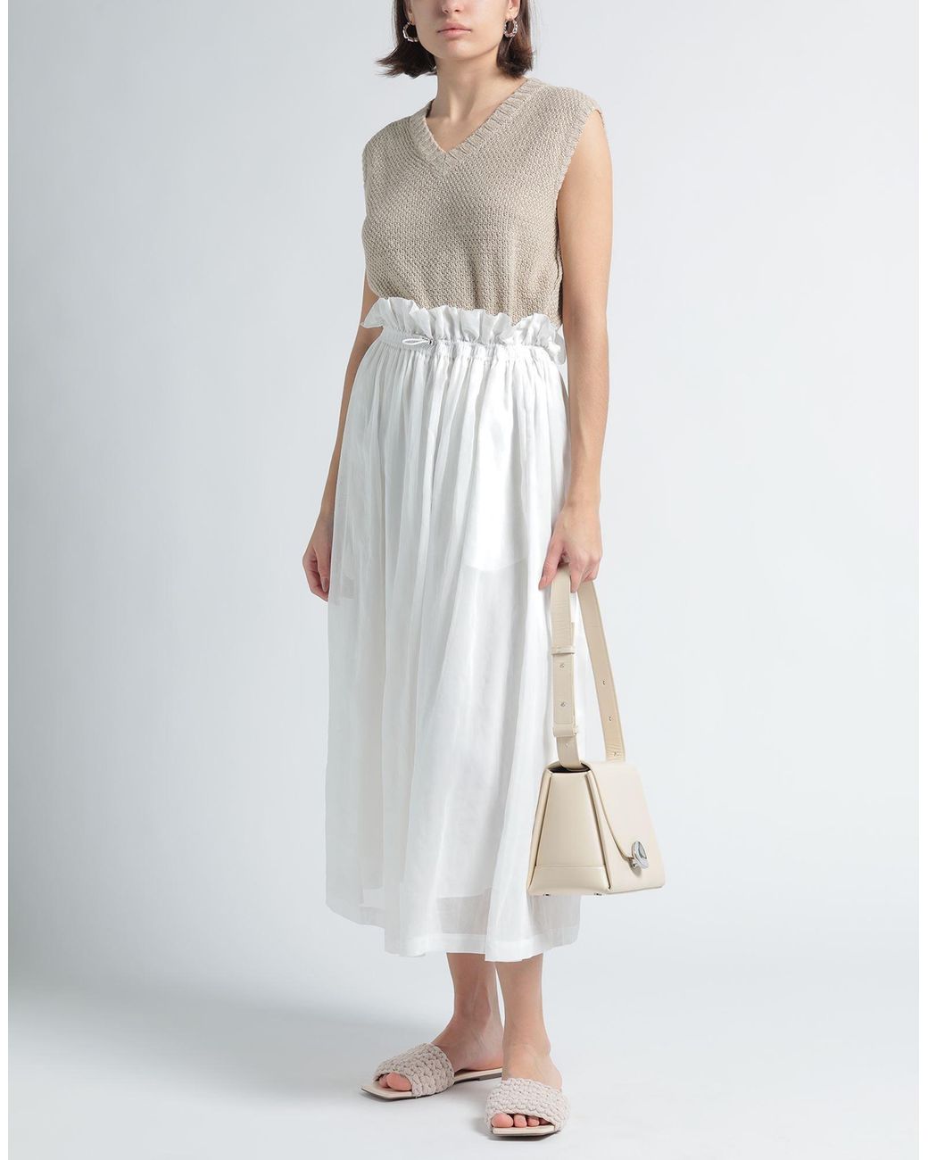 Brunello Cucinelli White Midi Skirt