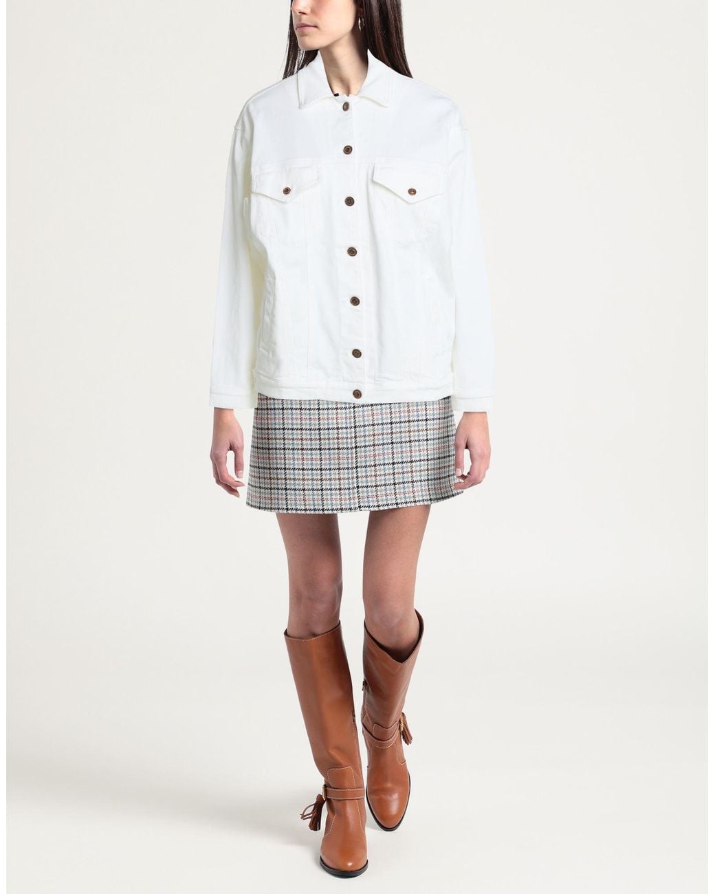 European Culture White Denim Outerwear