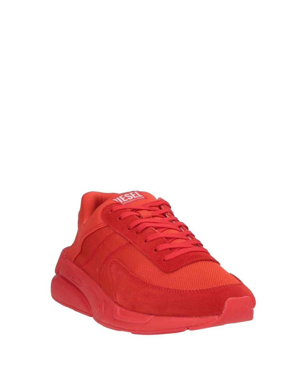 DIESEL Red Sneakers Leather, Textile Fibers for men