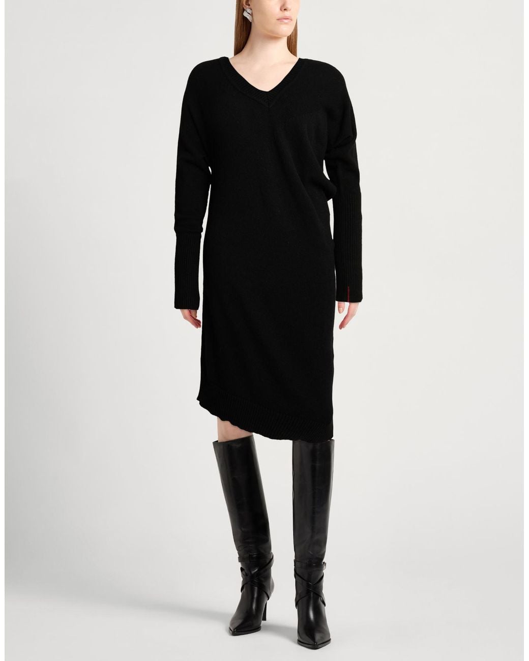 Liviana Conti Black Midi Dress Cashmere, Polyamide