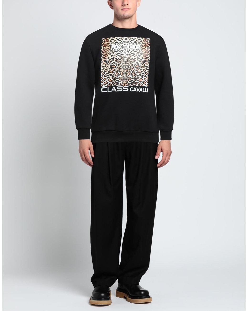 Roberto Cavalli Black Sweatshirt Cotton, Polyester for men