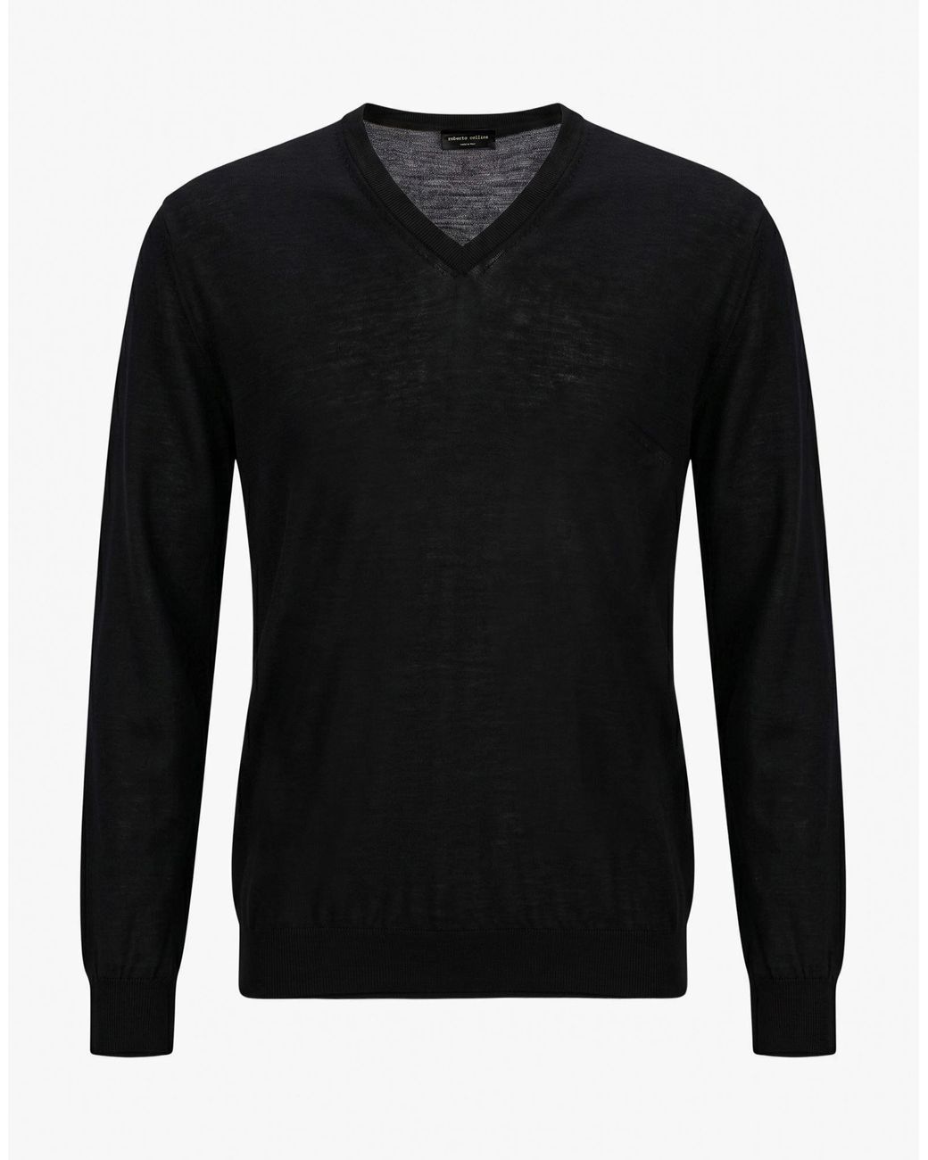 Roberto Collina Black Sweater Merino Wool for men