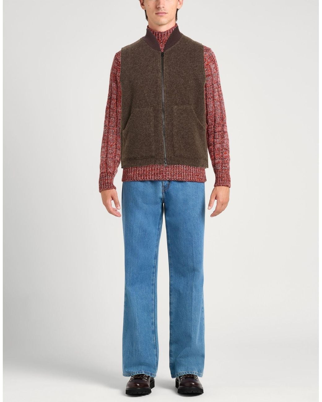 Bellwood Brown Vest Polyester, Wool for men