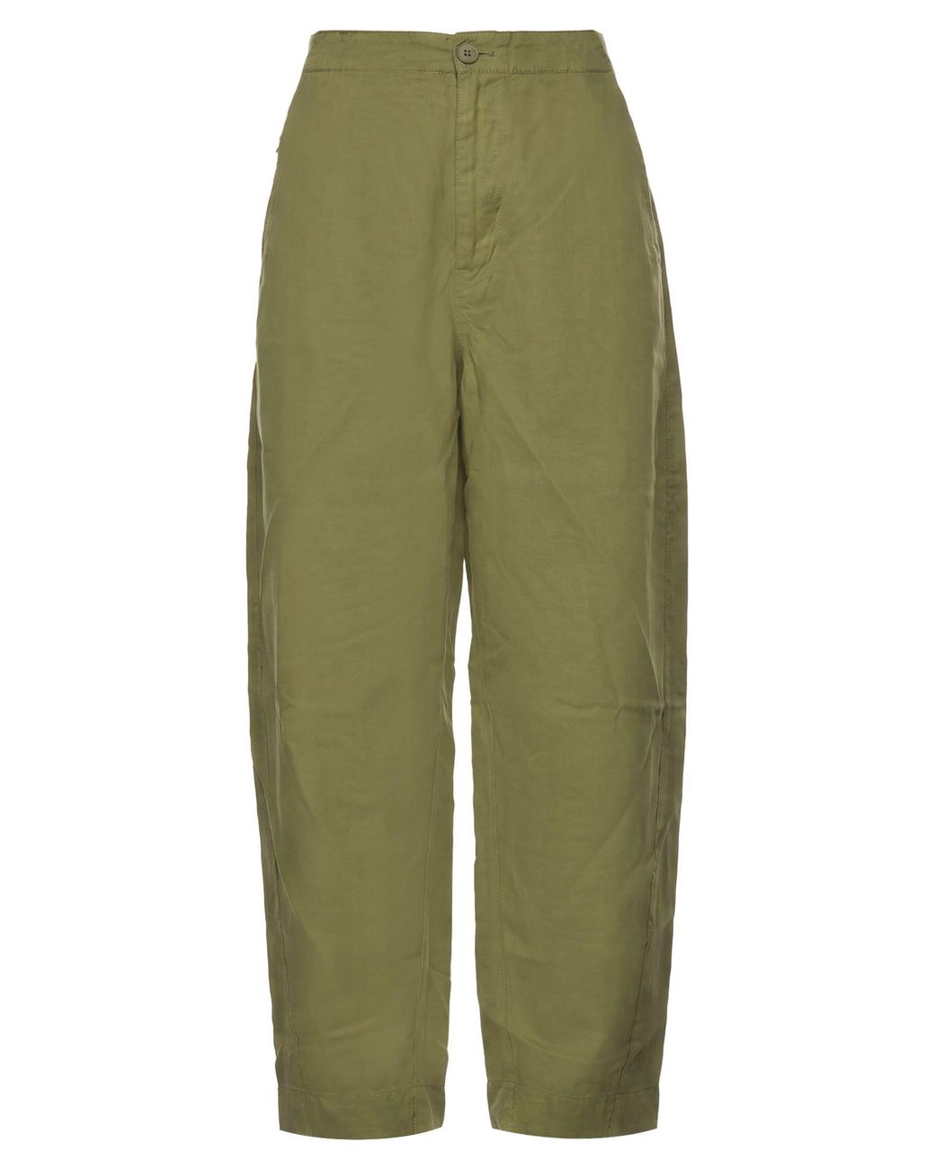 European Culture Green Military Pants Rayon, Viscose, Cotton, Linen, Elastane