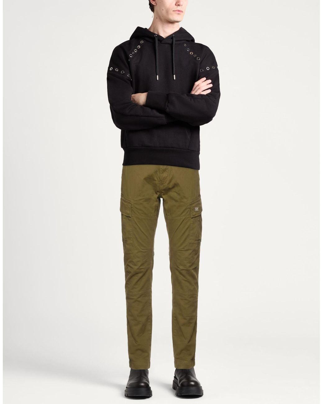 C P Company Green Military Pants Cotton, Elastane for men