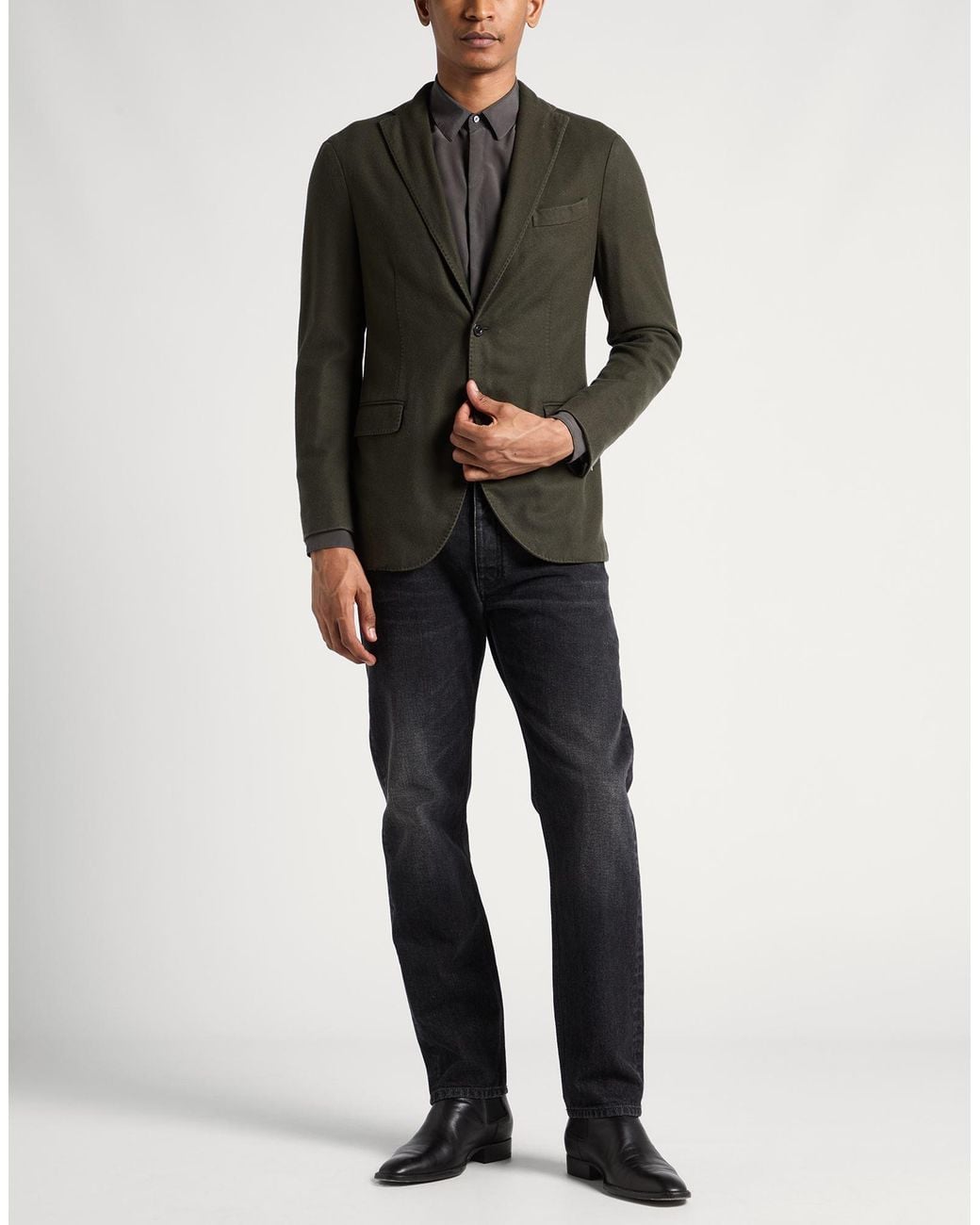 Boglioli Green Military Blazer Wool for men