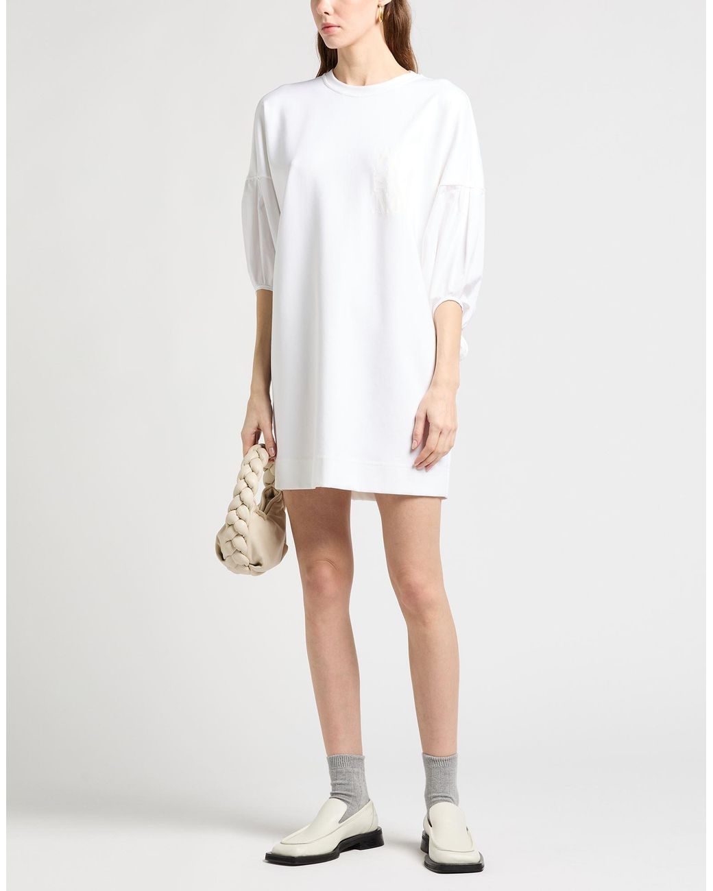 Max Mara White Mini Dress Polyamide, Cotton, Elastane