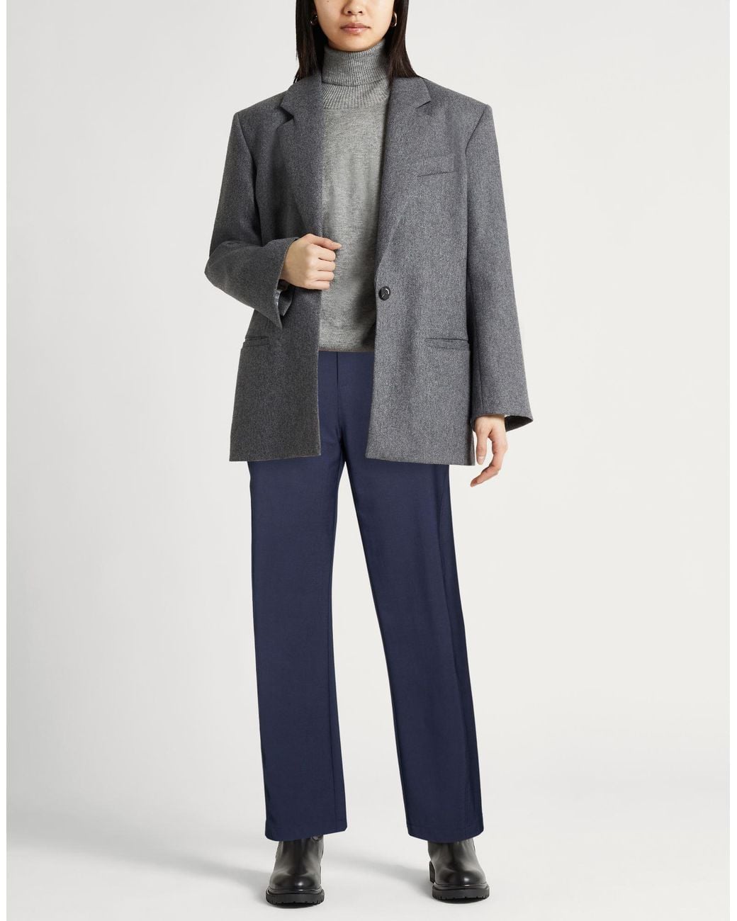 Semicouture Blue Pants Polyester, Virgin Wool, Elastane