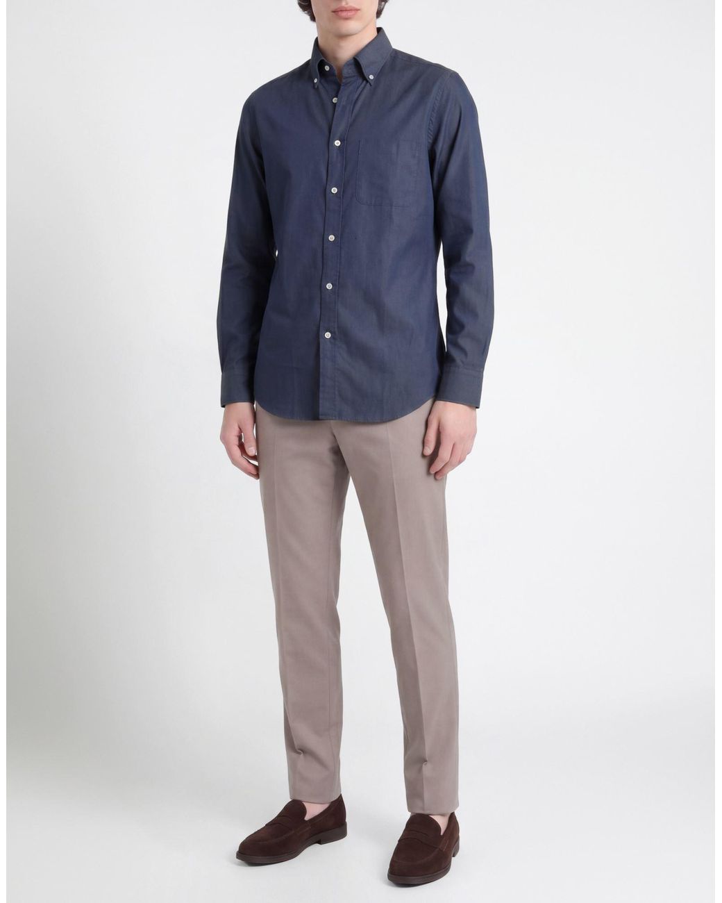 Moorer Blue Shirt Cotton for men