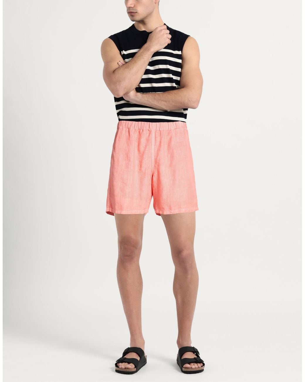 120% Lino Pink Shorts & Bermuda Shorts Linen for men