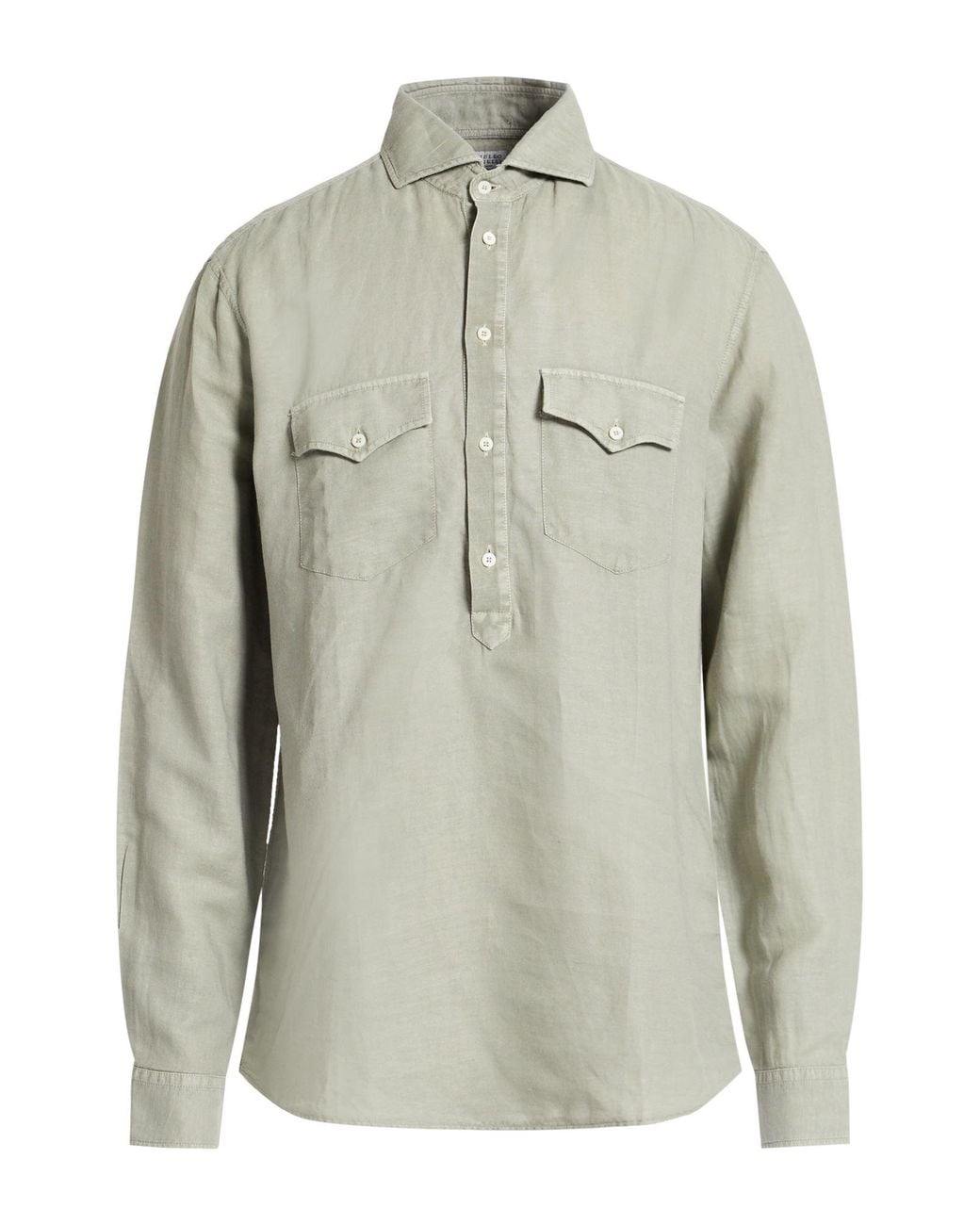 Brunello Cucinelli Gray Shirt Linen, Cotton for men