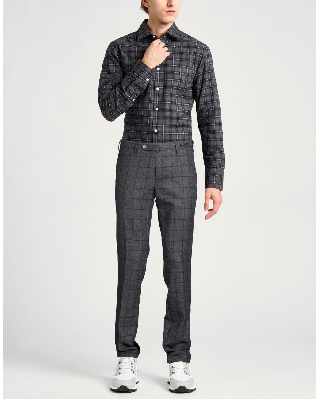 PT Torino Gray Pants Polyester, Virgin Wool, Elastane for men