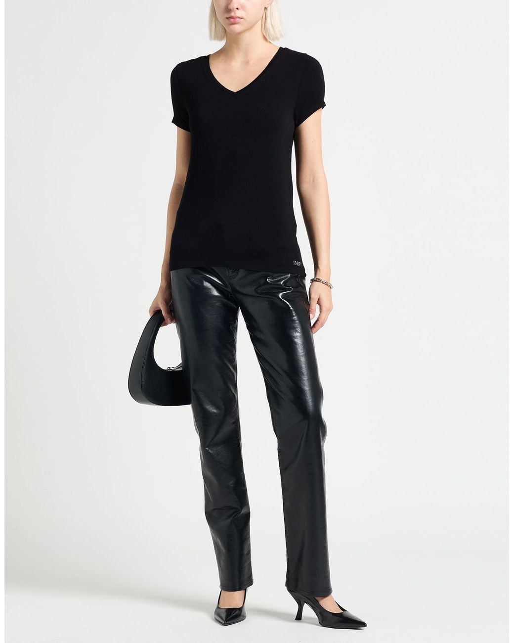 SEVENTY VENEZIA Black T-Shirt Viscose, Elastane