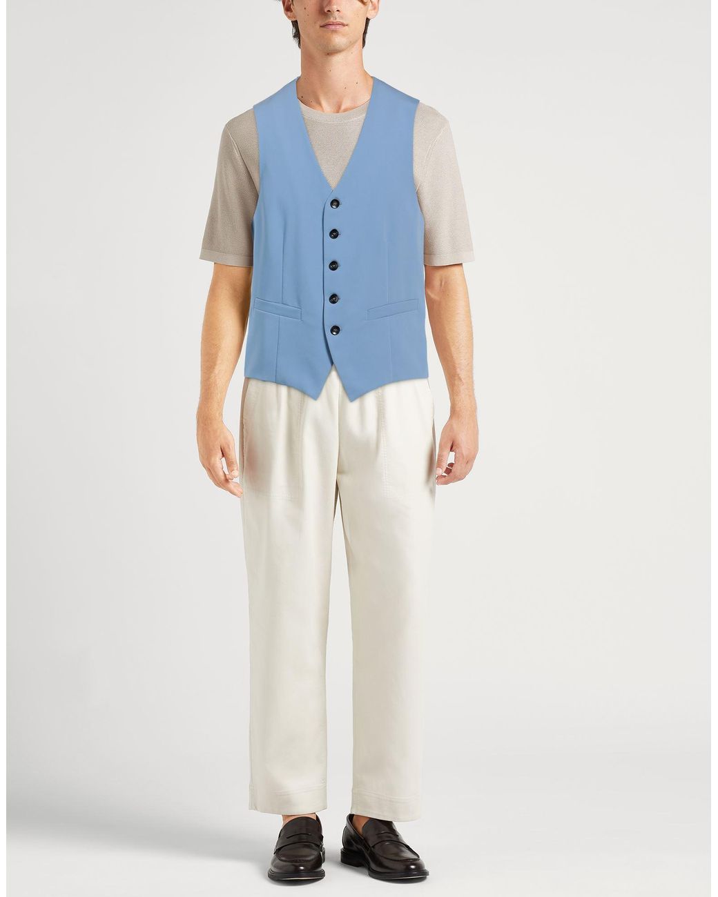 Officina 36 Blue Tailored Vest Polyester, Viscose, Elastane for men