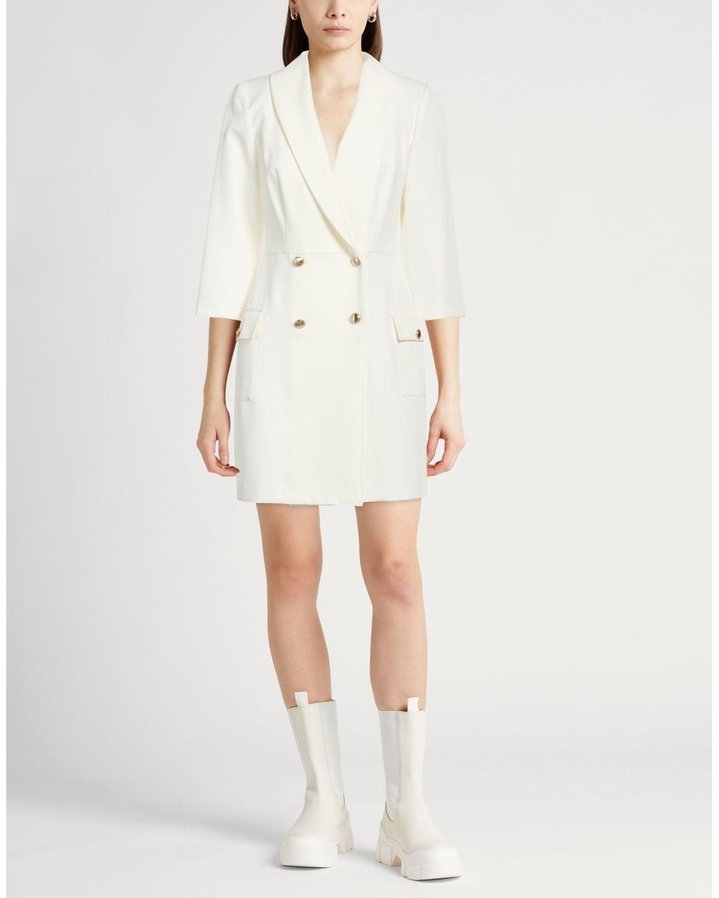 Liu Jo White Ivory Mini Dress Polyester, Elastane