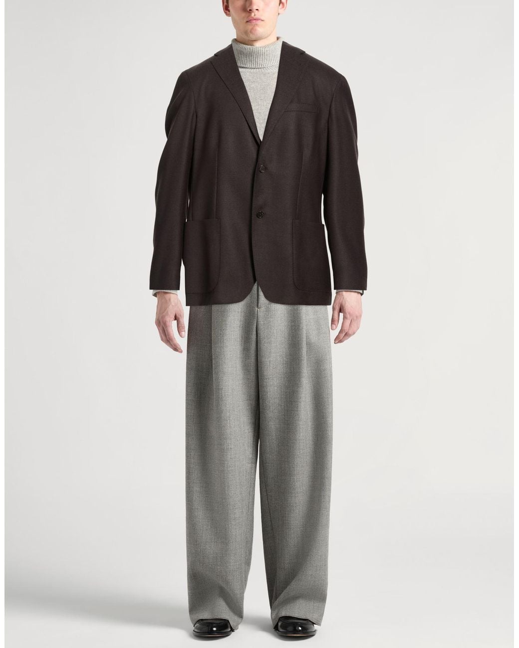 Corneliani Black Charcoal Blazer Virgin Wool, Silk for men