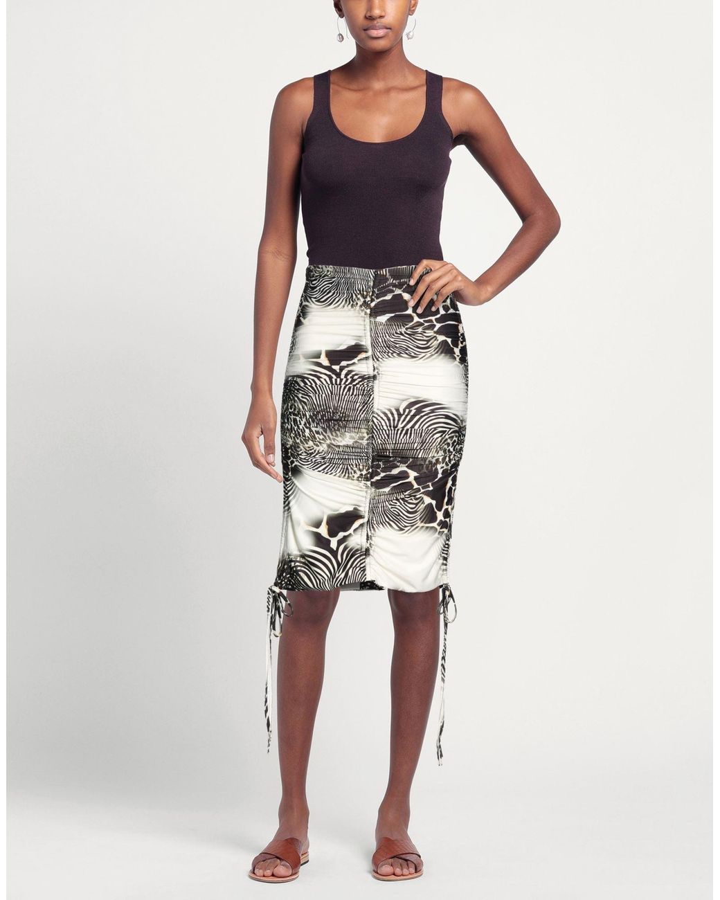 W Les Femmes By Babylon White Midi Skirt Polyamide, Elastane