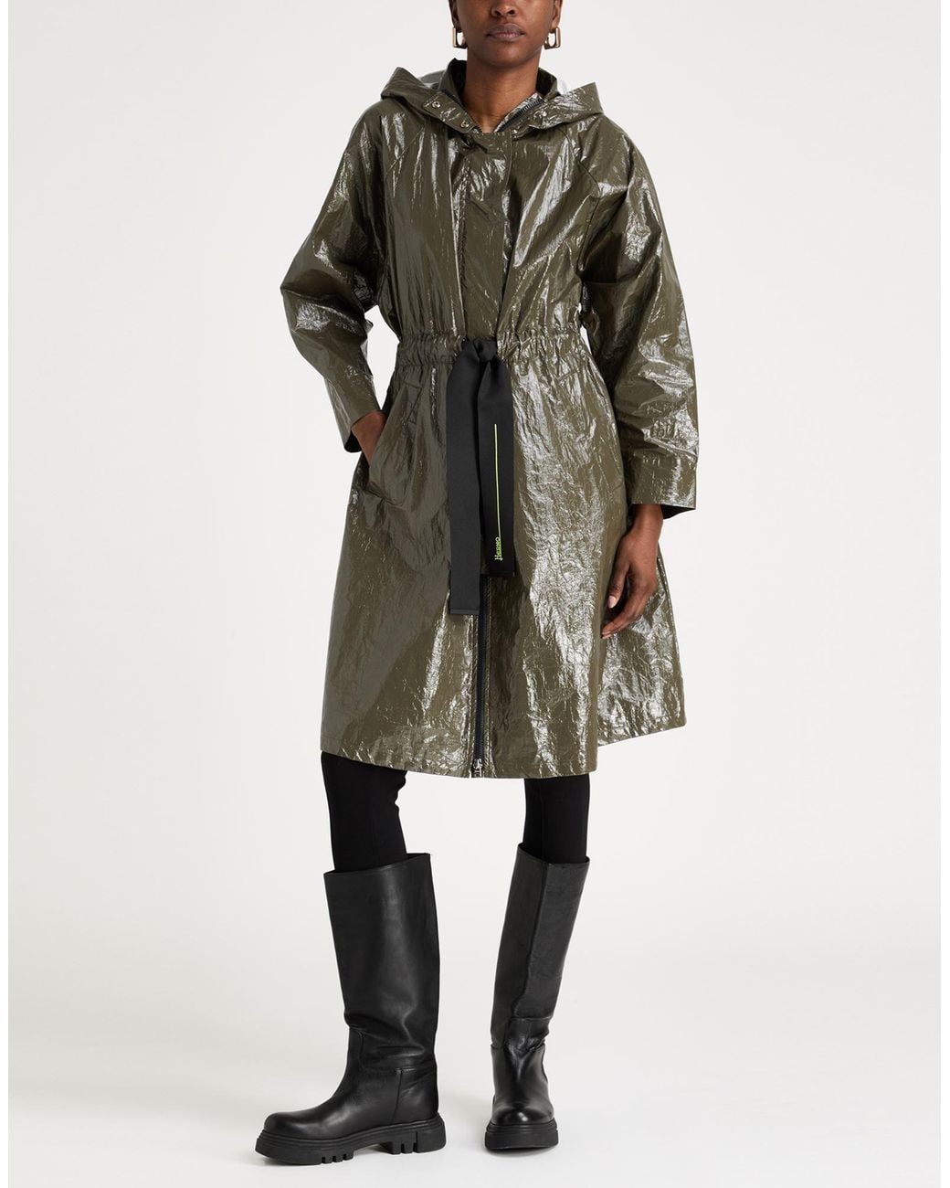 Herno Gray Military Overcoat & Trench Coat Polyethylene, Polyurethane