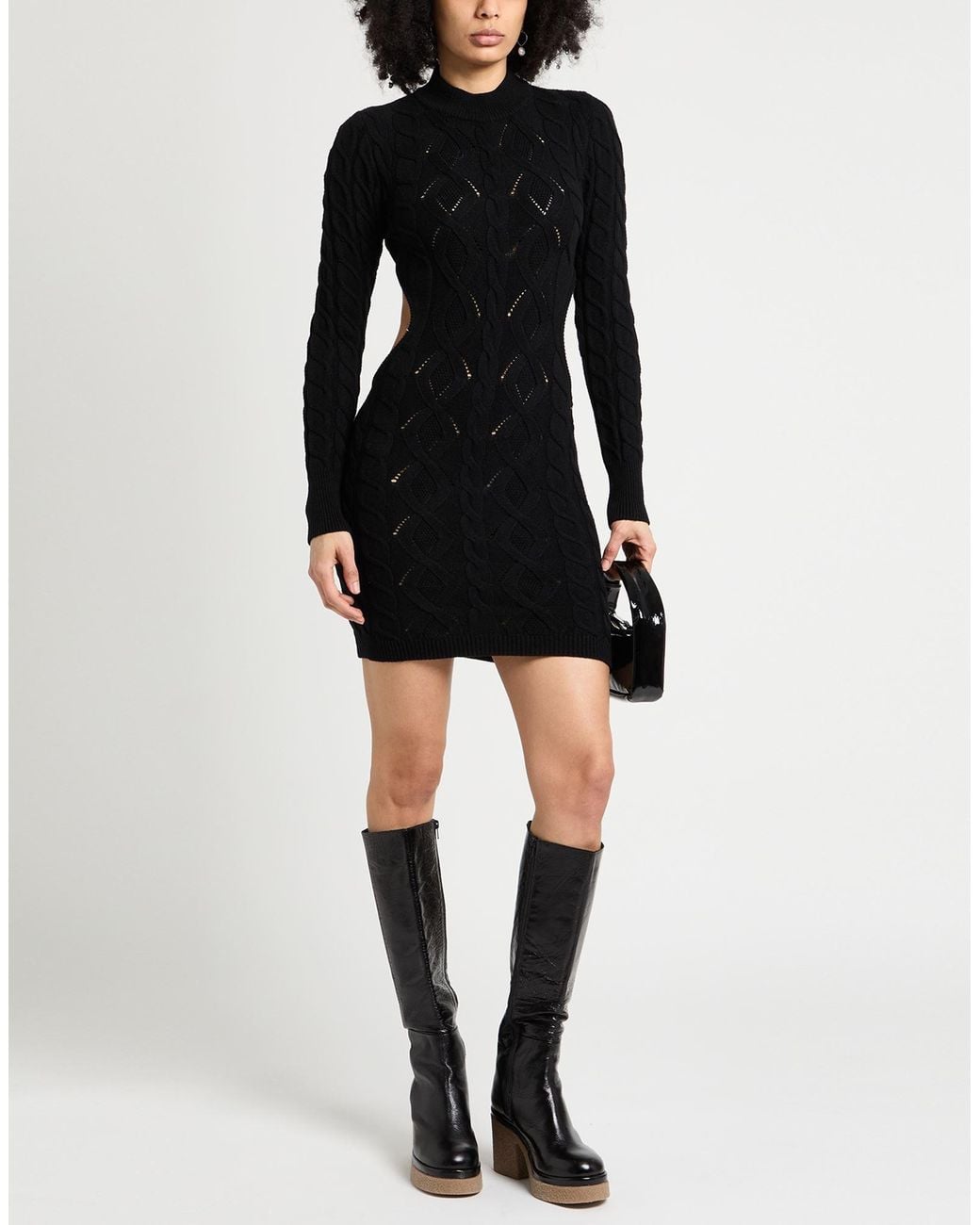 Akep Black Mini Dress Viscose, Polyester, Polyamide