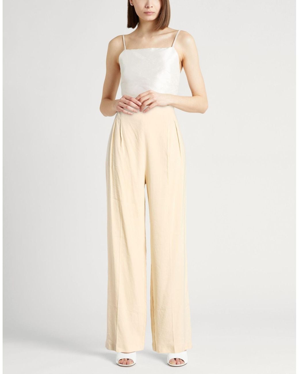 Erika Cavallini Semi Couture Natural Pants Linen, Viscose, Elastane