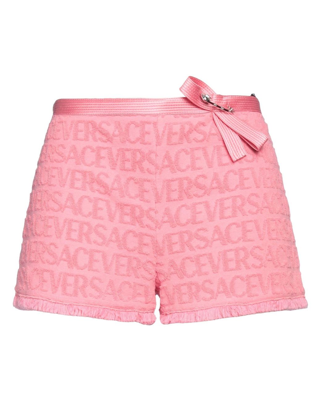 Versace Pink Allover Devoré Cotton Shorts - Women's - Cotton/silk