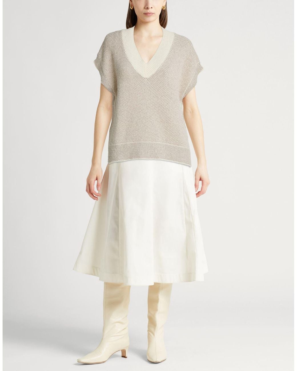 Peserico White Sweater Alpaca Wool, Virgin Wool, Polyamide, Viscose, Metallic Fiber