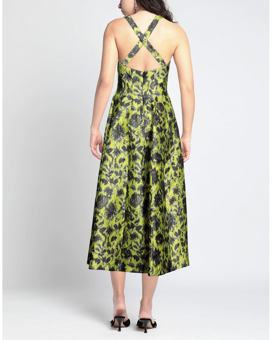 green emerald velvet dress PHILOSOPHY DI LORENZO SERAFINI Long Dress in Sage Green Duchesse with  Ruffles 0421 0723