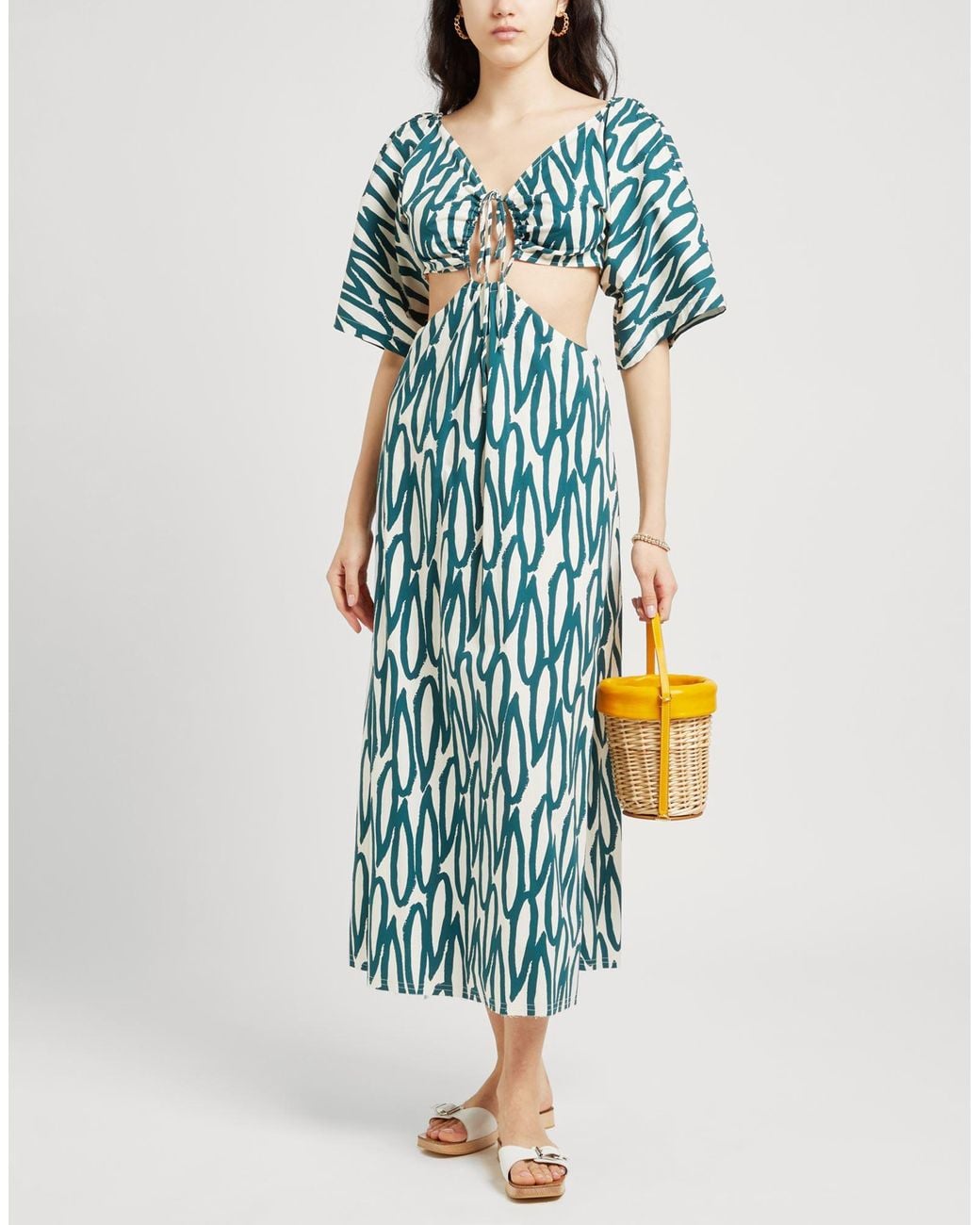 Liviana Conti Blue Dark Midi Dress Cotton, Polyamide, Elastane