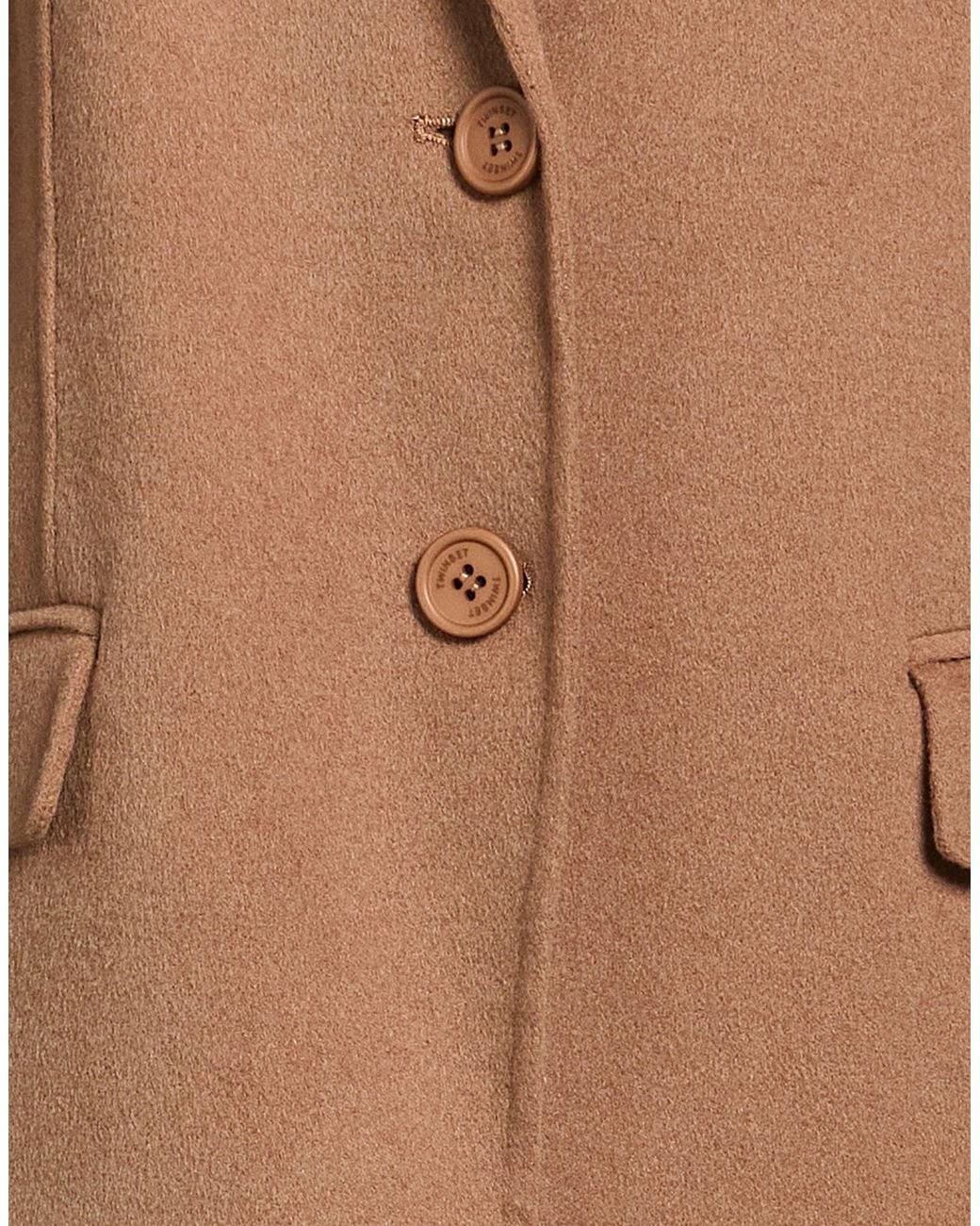 Twinset Brown Camel Blazer Polyester, Wool