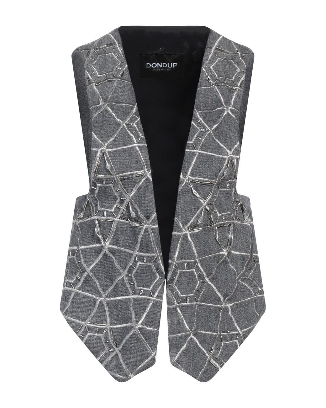 Dondup Gray Tailored Vest Cotton