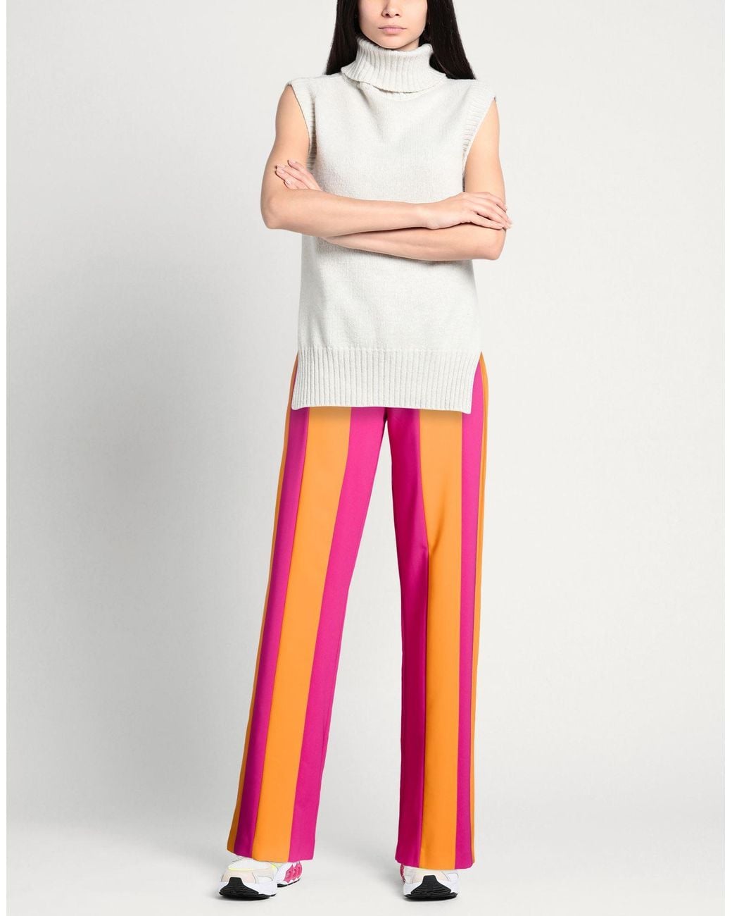 alma sanchez Red Pants Polyester, Elastane