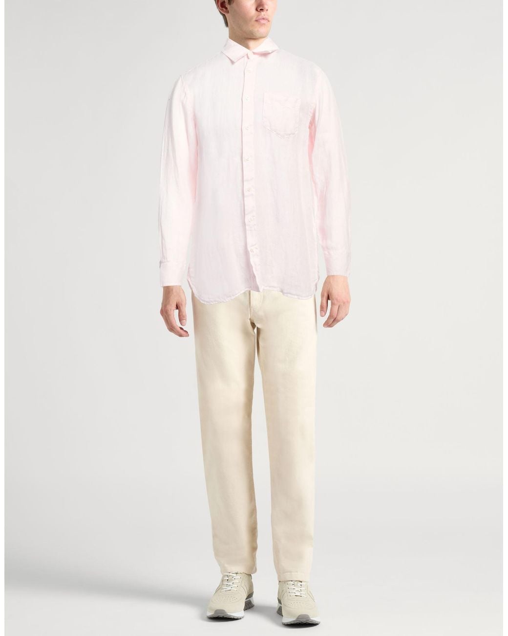 120% Lino Pink Light Shirt Linen for men