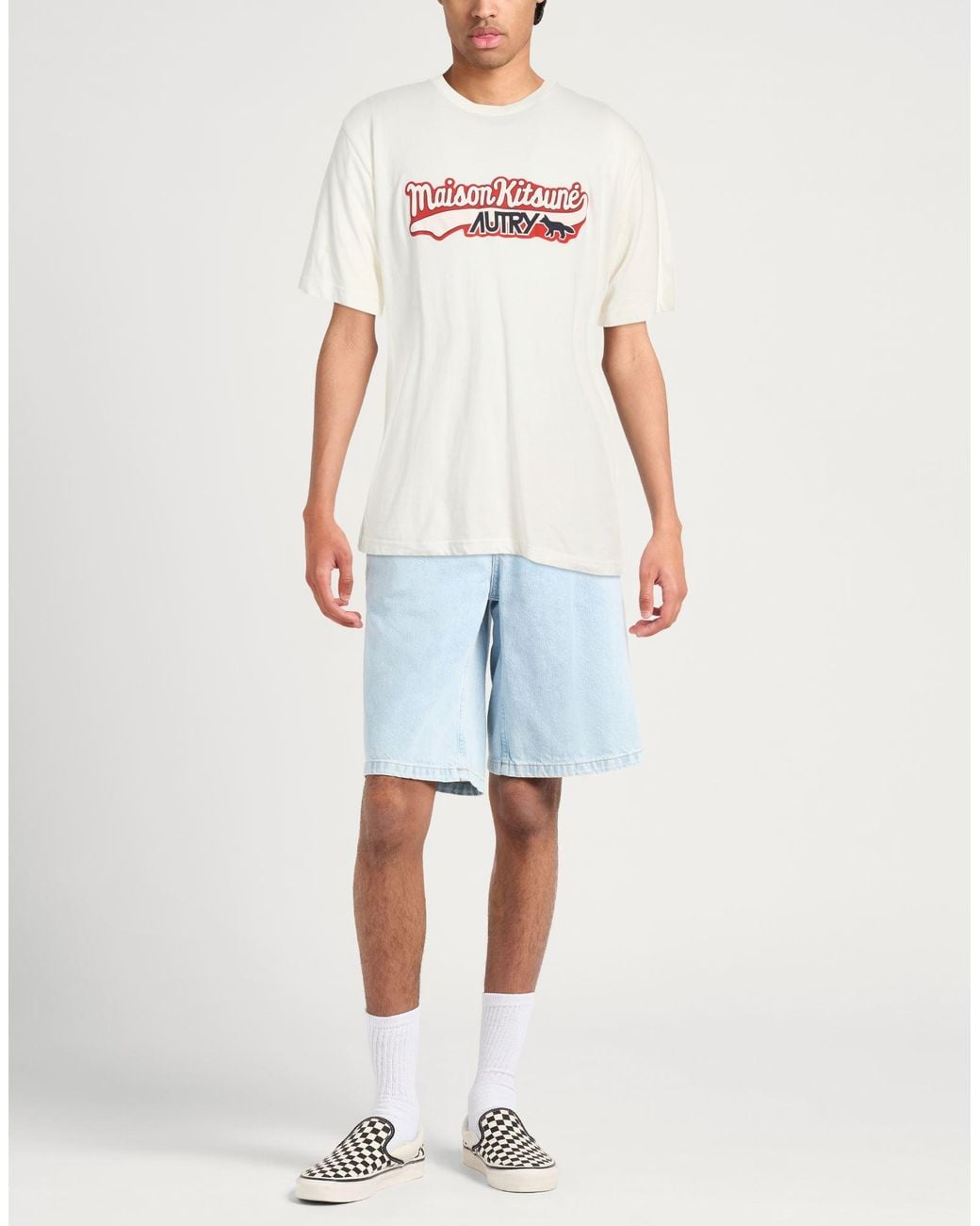 Autry White X Maison Kitsuné T-Shirt Cotton for men