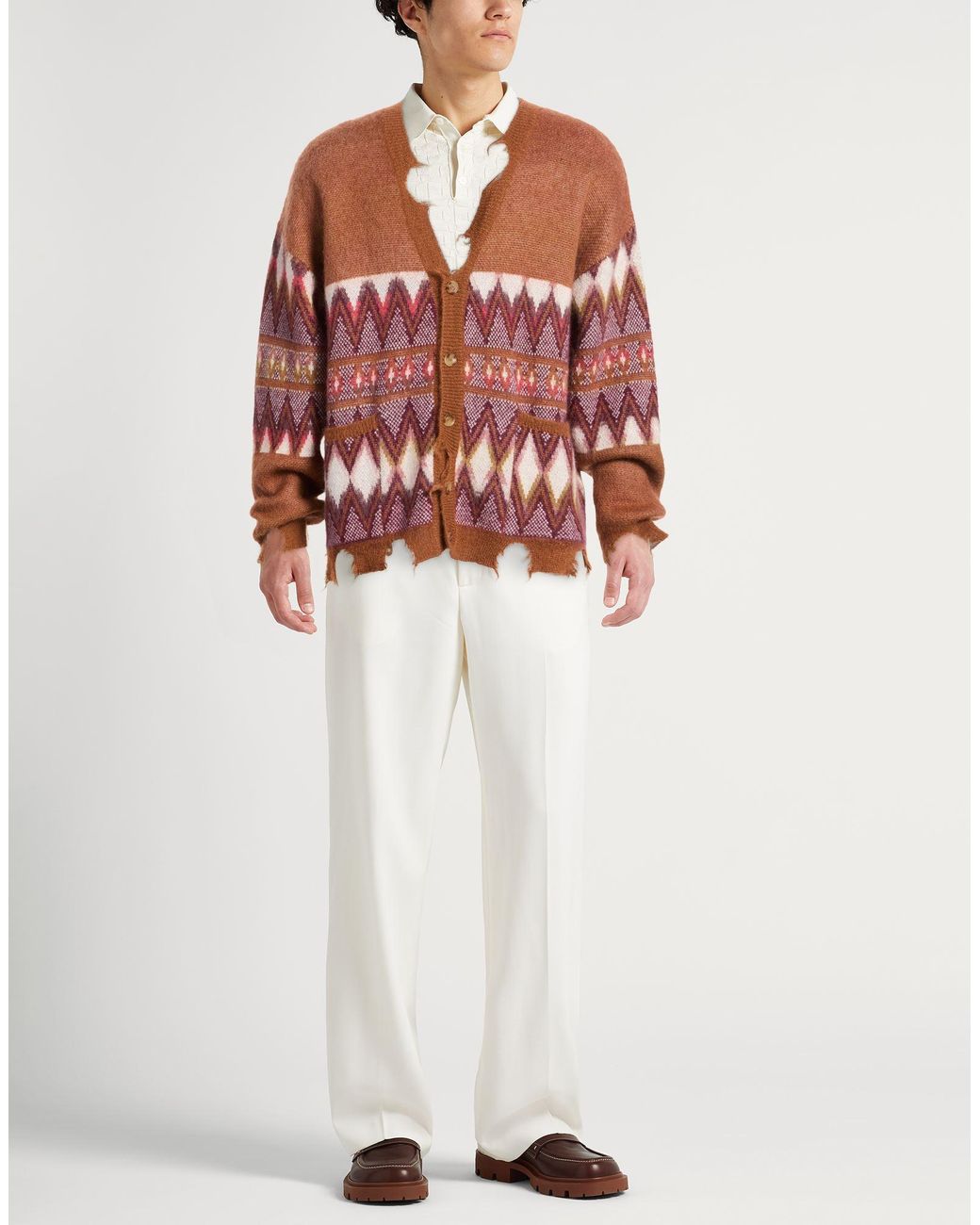 Laneus Pink Tan Cardigan Wool, Mohair Wool, Polyamide, Acetate for men