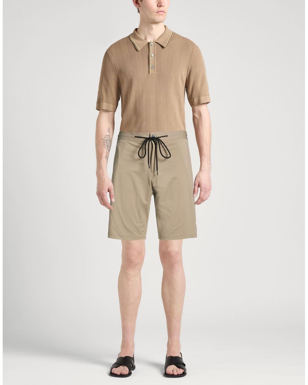 Tombolini Natural Khaki Shorts & Bermuda Shorts Polyamide, Elastane for men