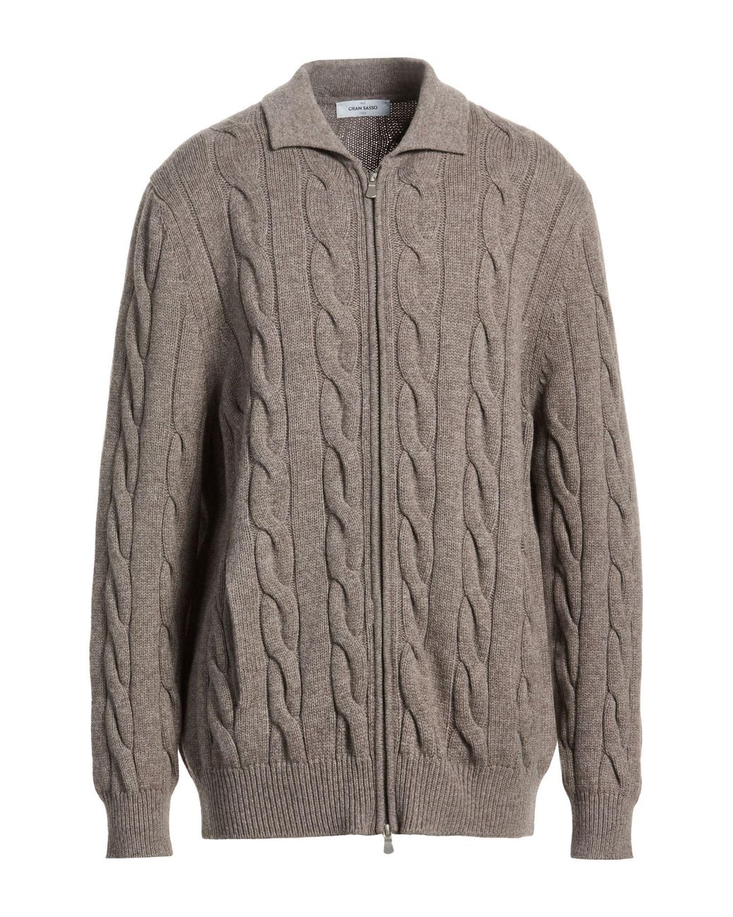 Gran Sasso Brown Taupe Cardigan Virgin Wool, Viscose, Cashmere for men