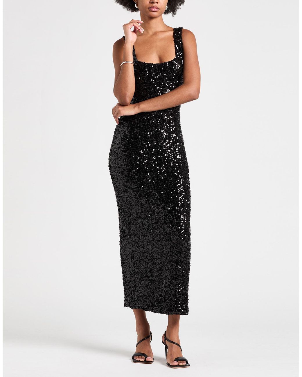 Moschino Black Maxi Dress Polyester, Elastane