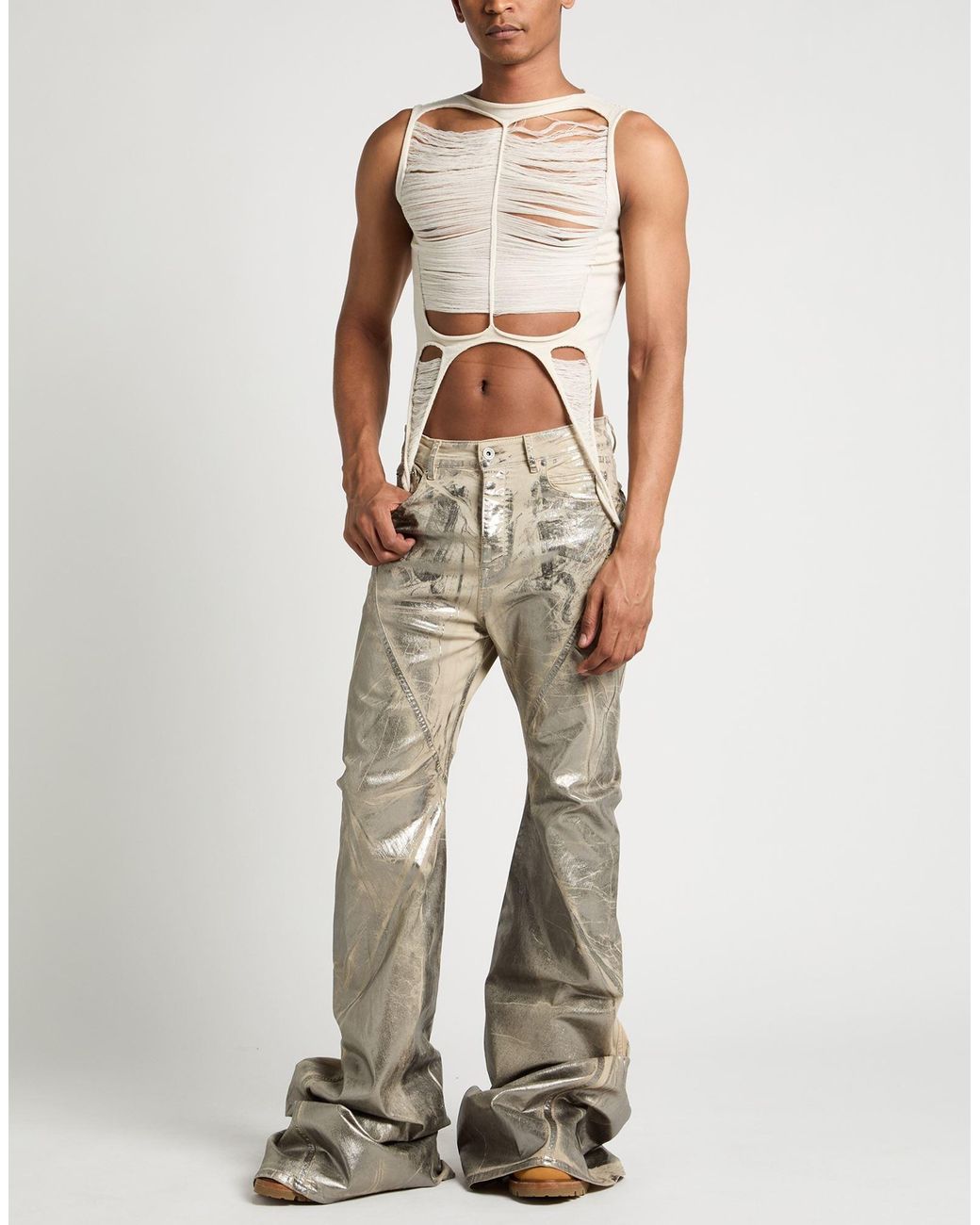 Rick Owens White Ivory T-Shirt Virgin Wool for men