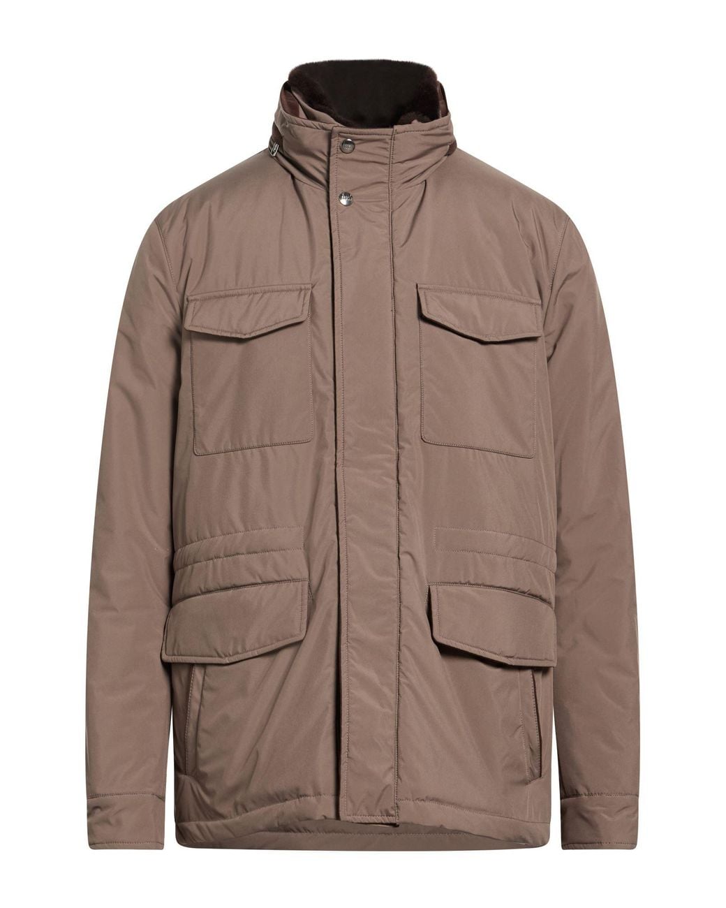 Fedeli Brown Jacket Polyester, Merino Wool, Cashmere for men