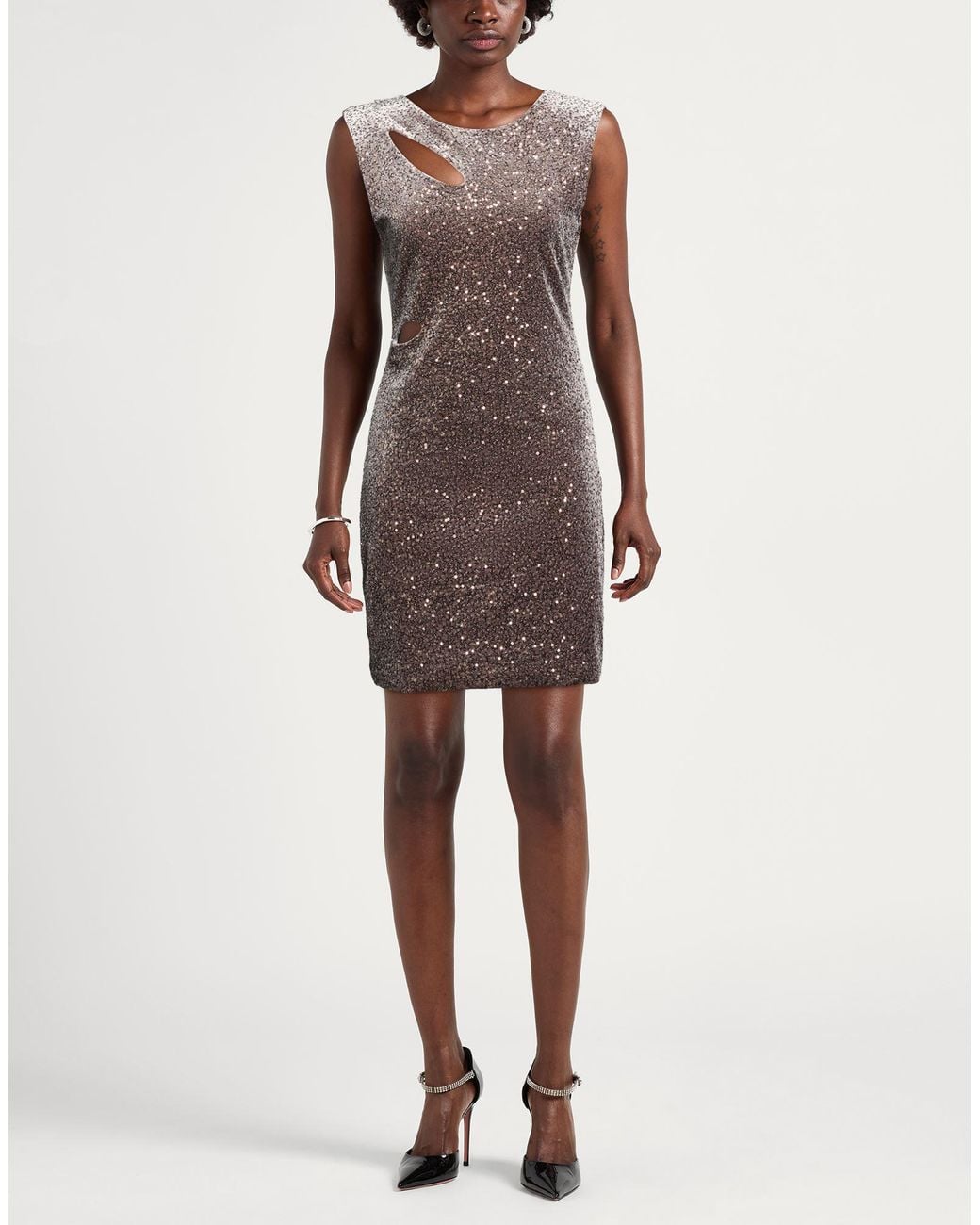 ViCOLO Brown Mini Dress Polyester, Elastane