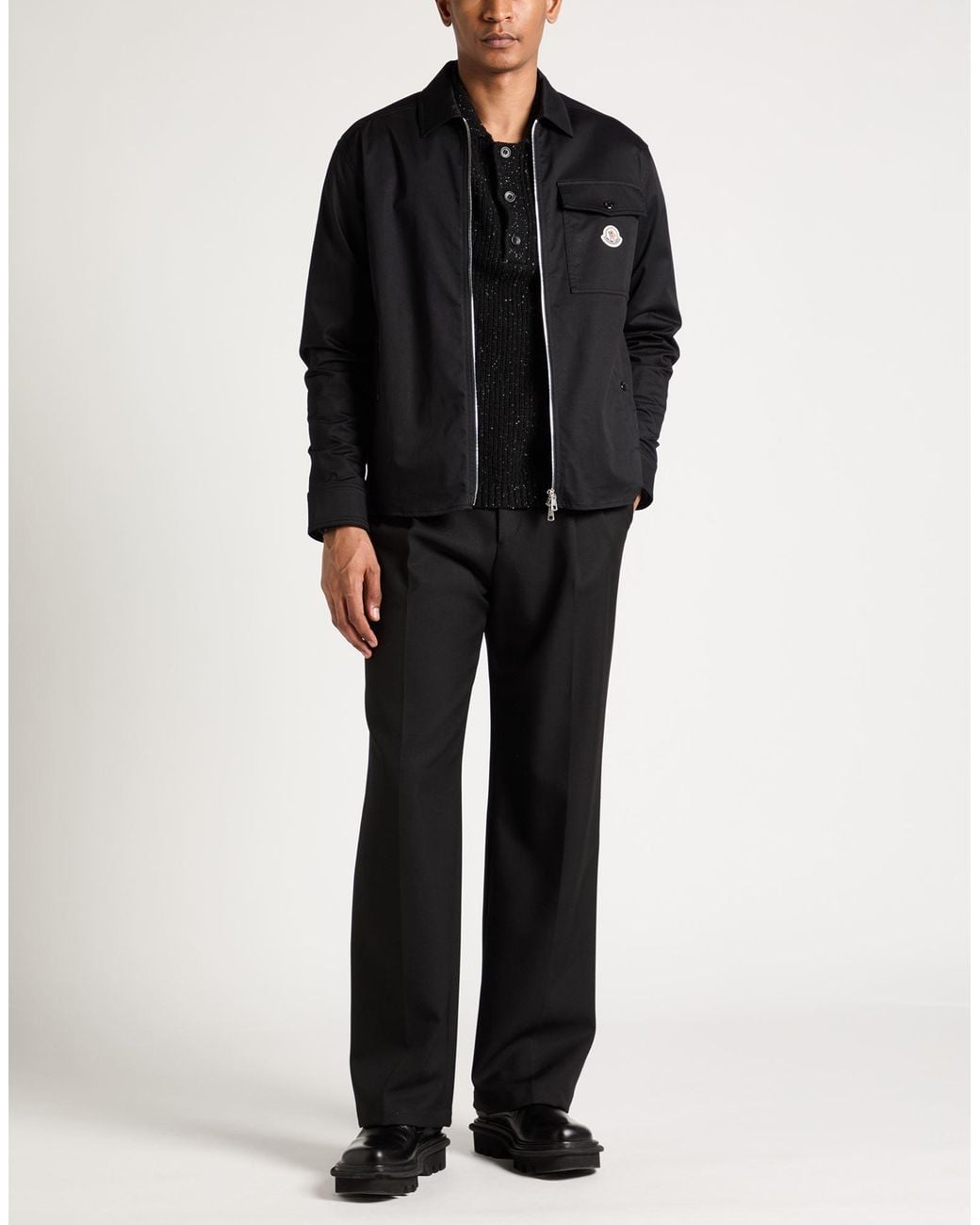 Moncler Black Jacket Cotton, Elastane for men
