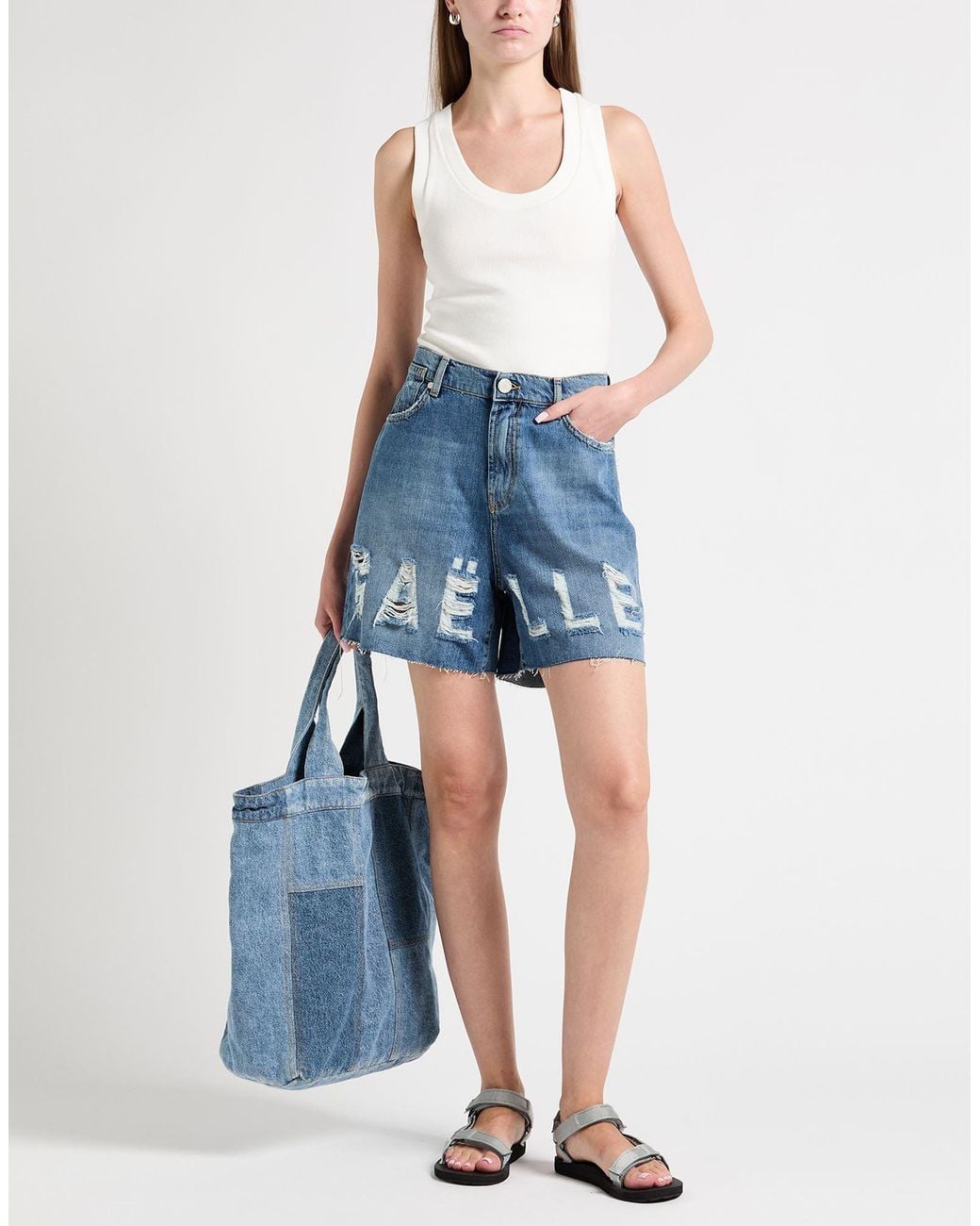 Gaelle Paris Blue Denim Shorts Cotton