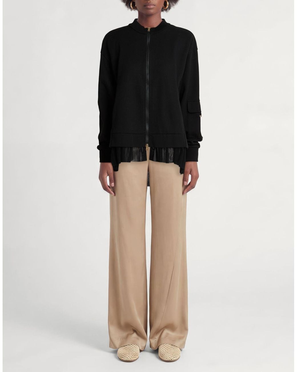 Herno Black Sweatshirt Cotton, Polyester