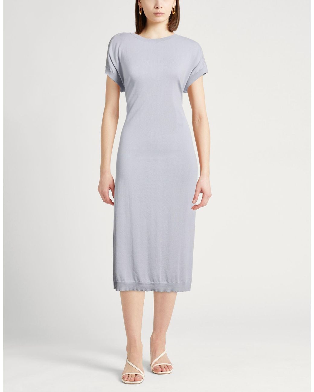 Peserico Gray Midi Dress Cotton
