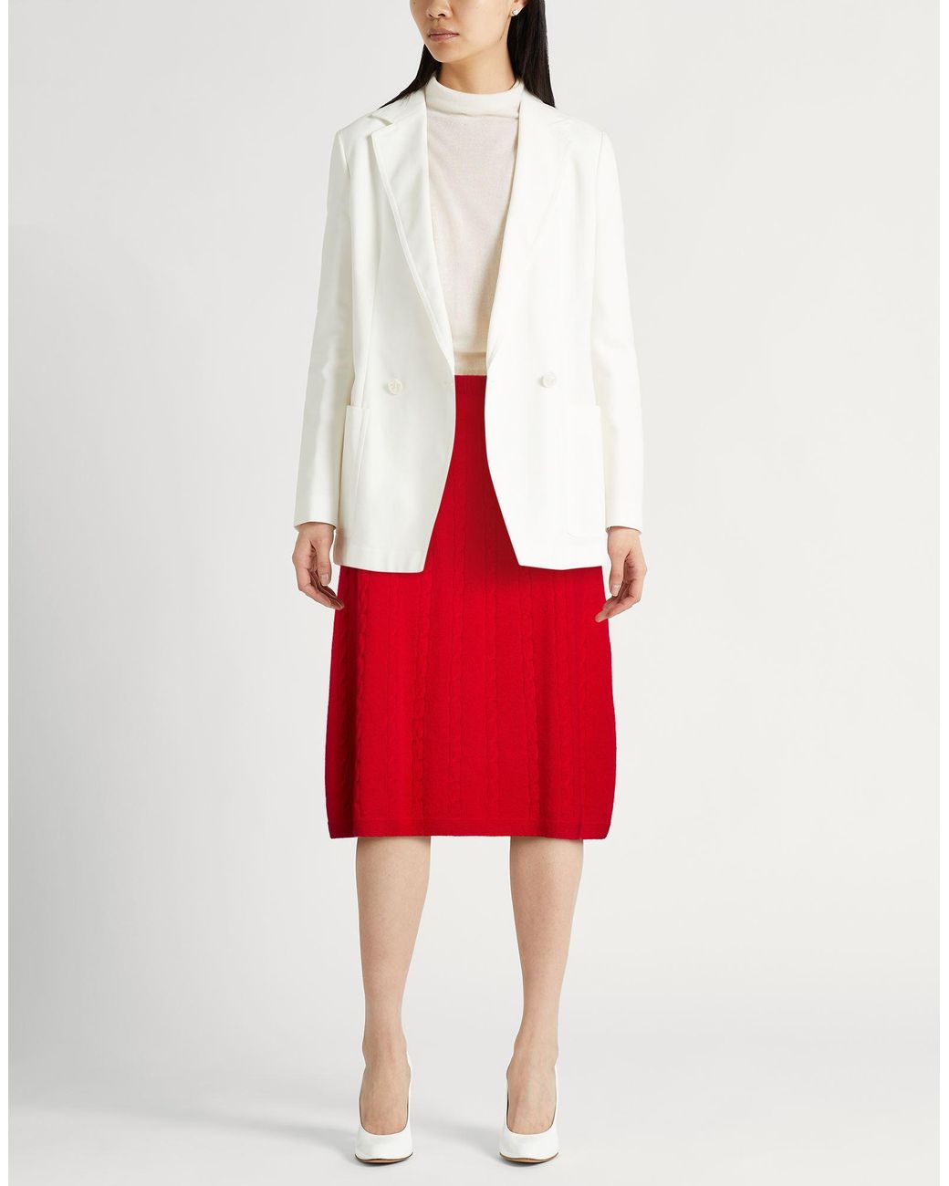 Drumohr Red Midi Skirt Cashmere